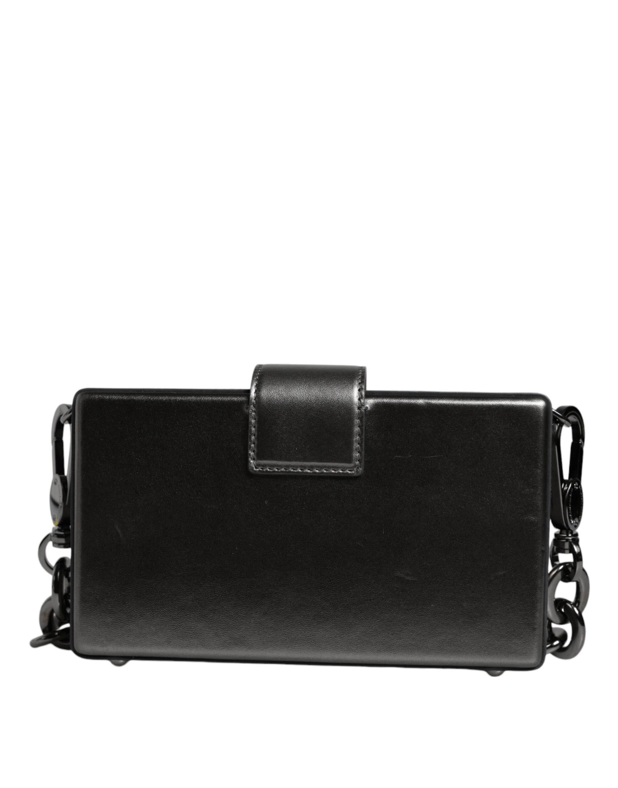 Dolce & Gabbana Metallic Gray DG BOX Leather Shoulder Chain Strap Bag - Hilstor