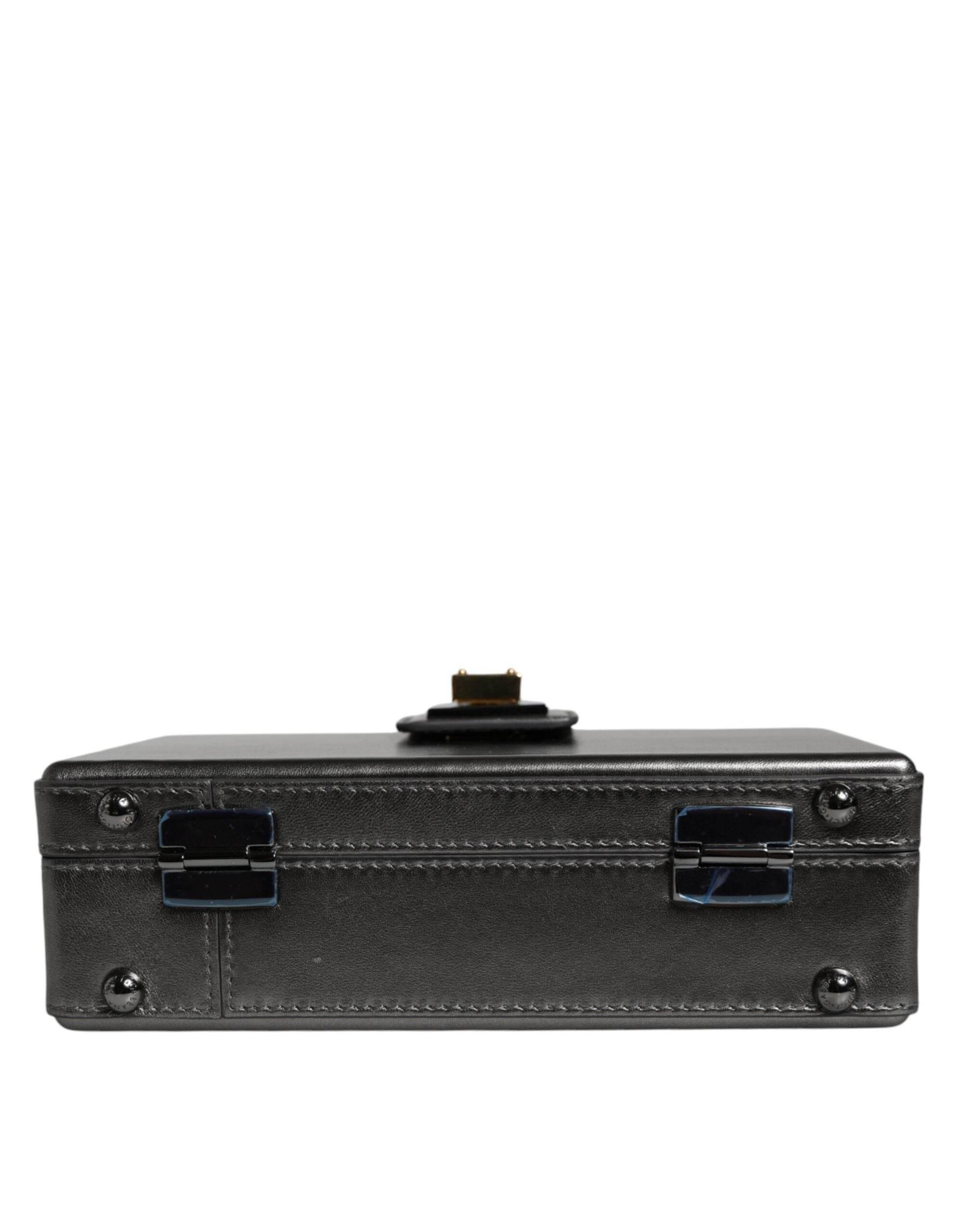 Dolce & Gabbana Metallic Gray DG BOX Leather Shoulder Chain Strap Bag - Hilstor
