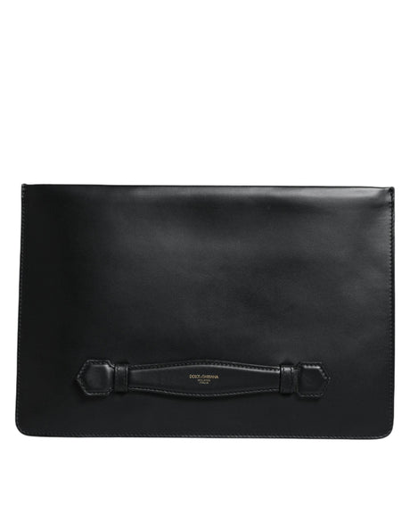 Dolce & Gabbana Black Calfskin Leather Mediterranean Pouch Bag - Hilstor