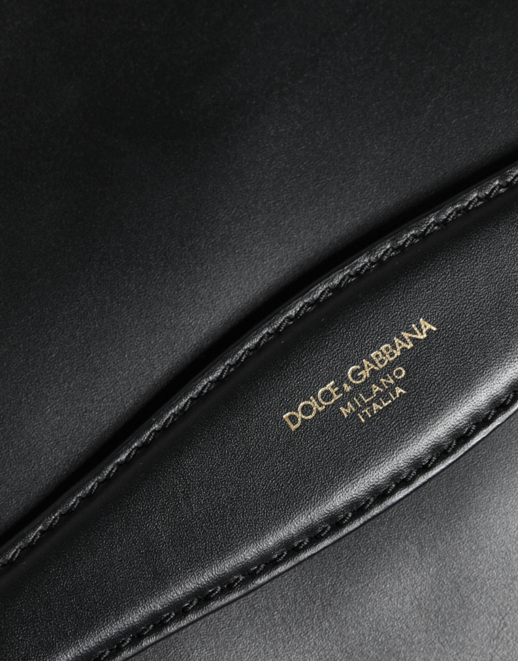 Dolce & Gabbana Black Calfskin Leather Mediterranean Pouch Bag - Hilstor