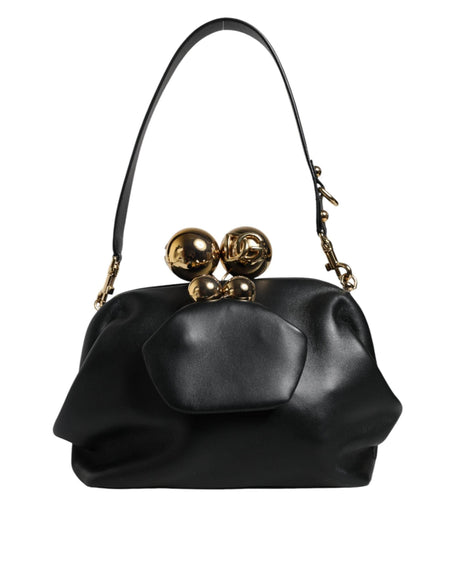 Dolce & Gabbana Black Calfskin Leather Shoulder Clutch Bag - Hilstor