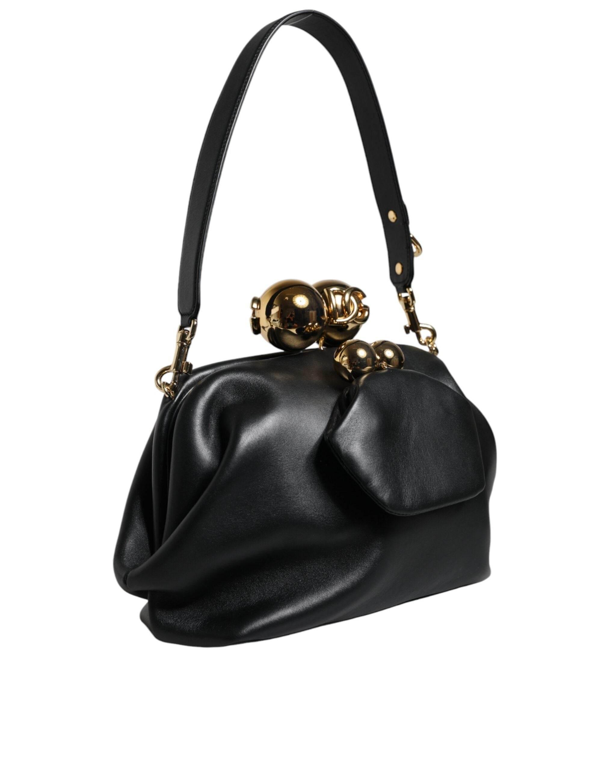 Dolce & Gabbana Black Calfskin Leather Shoulder Clutch Bag - Hilstor