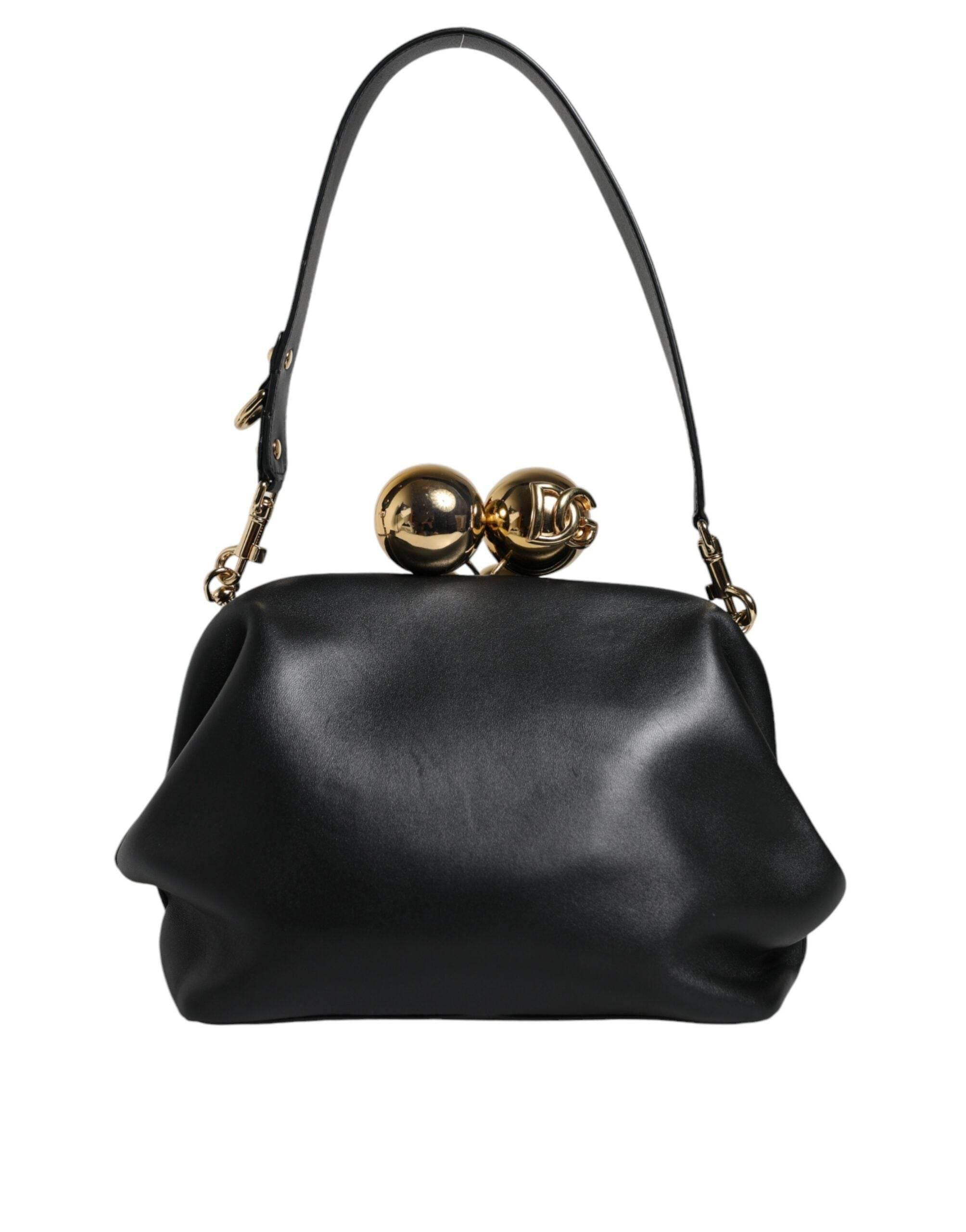 Dolce & Gabbana Black Calfskin Leather Shoulder Clutch Bag - Hilstor