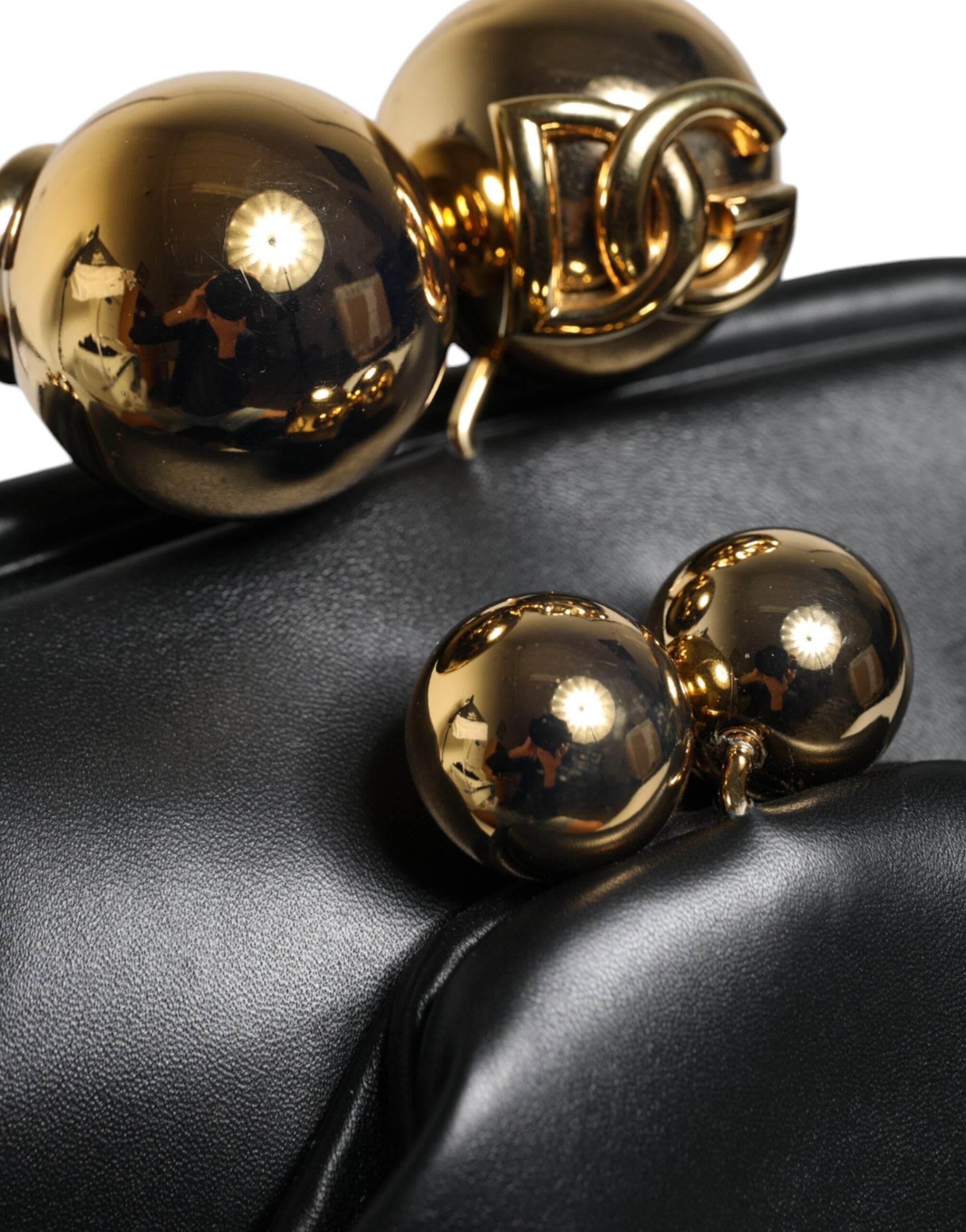 Dolce & Gabbana Black Calfskin Leather Shoulder Clutch Bag - Hilstor