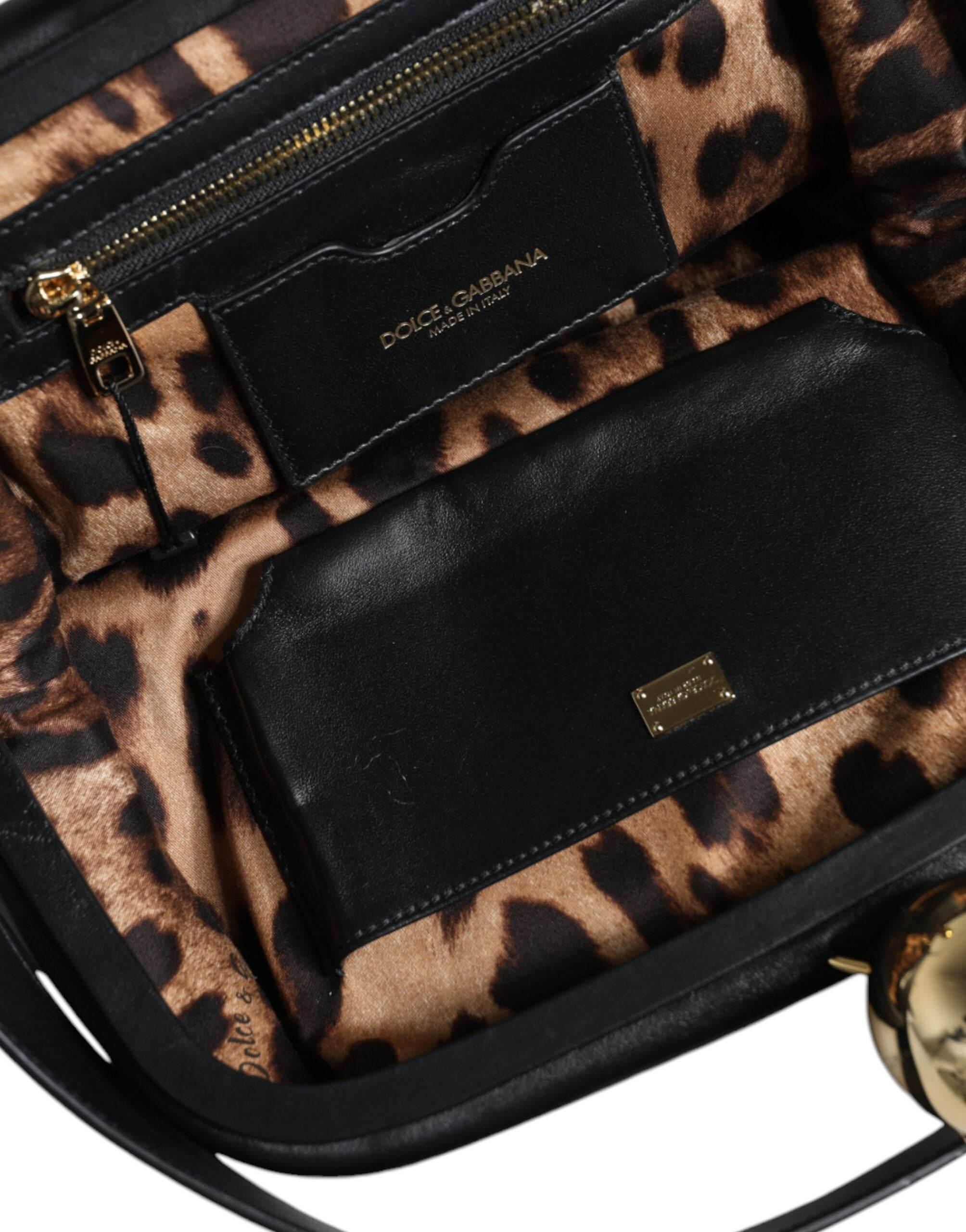 Dolce & Gabbana Black Calfskin Leather Shoulder Clutch Bag - Hilstor