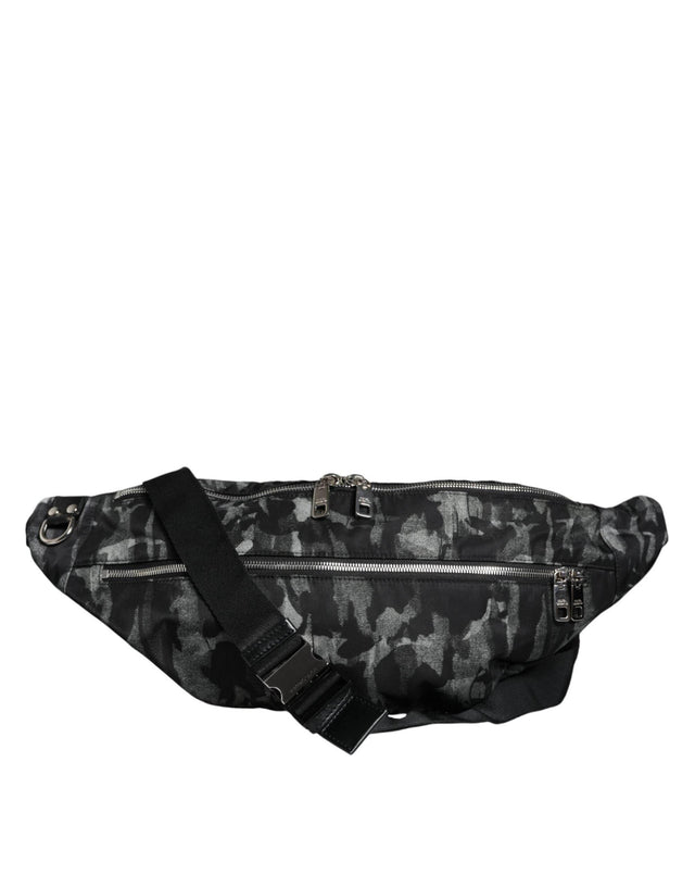 Dolce & Gabbana Black Leopard Fabric Belt Waist Fanny Pack Bag - Hilstor