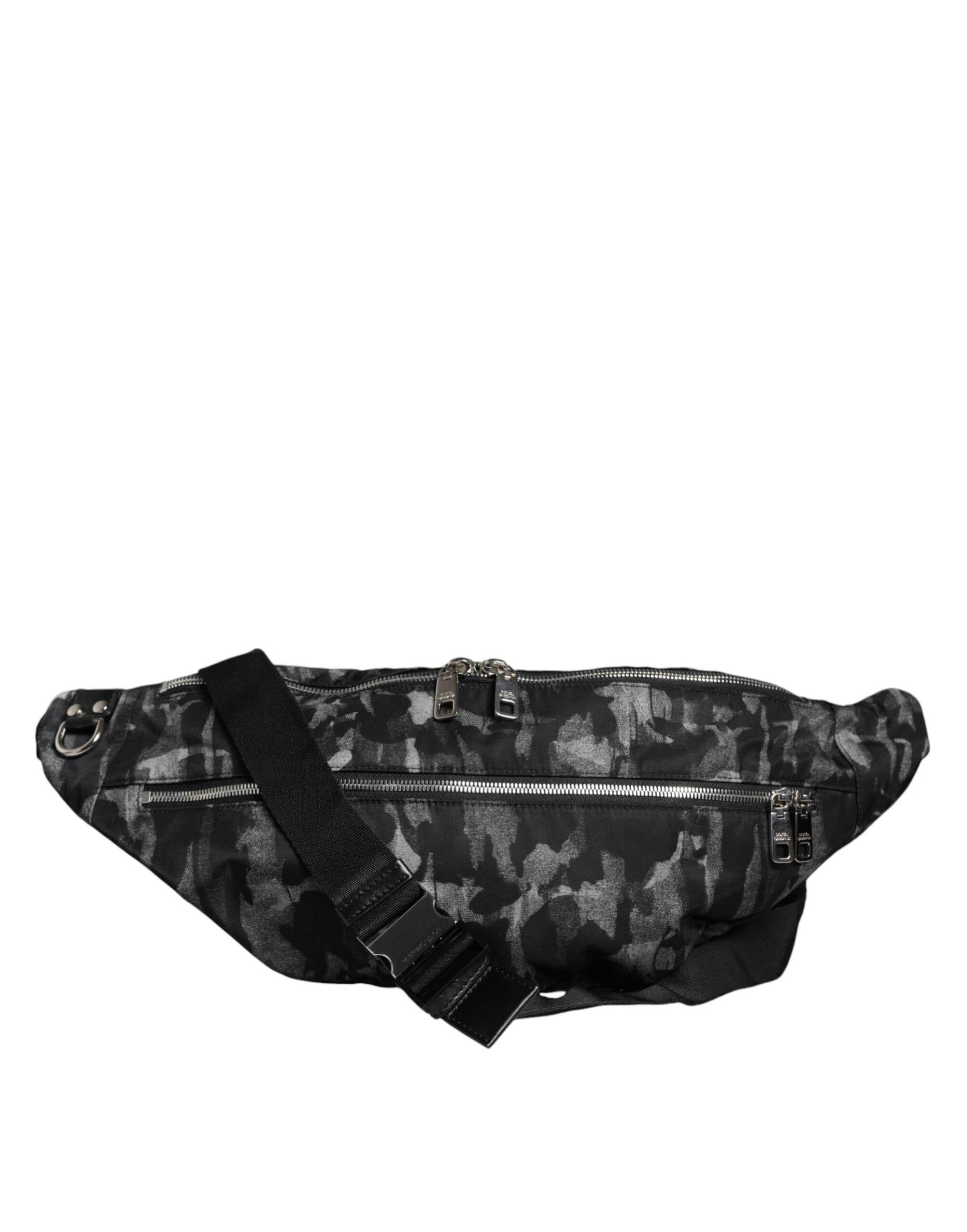 Dolce & Gabbana Black Leopard Fabric Belt Waist Fanny Pack Bag - Hilstor