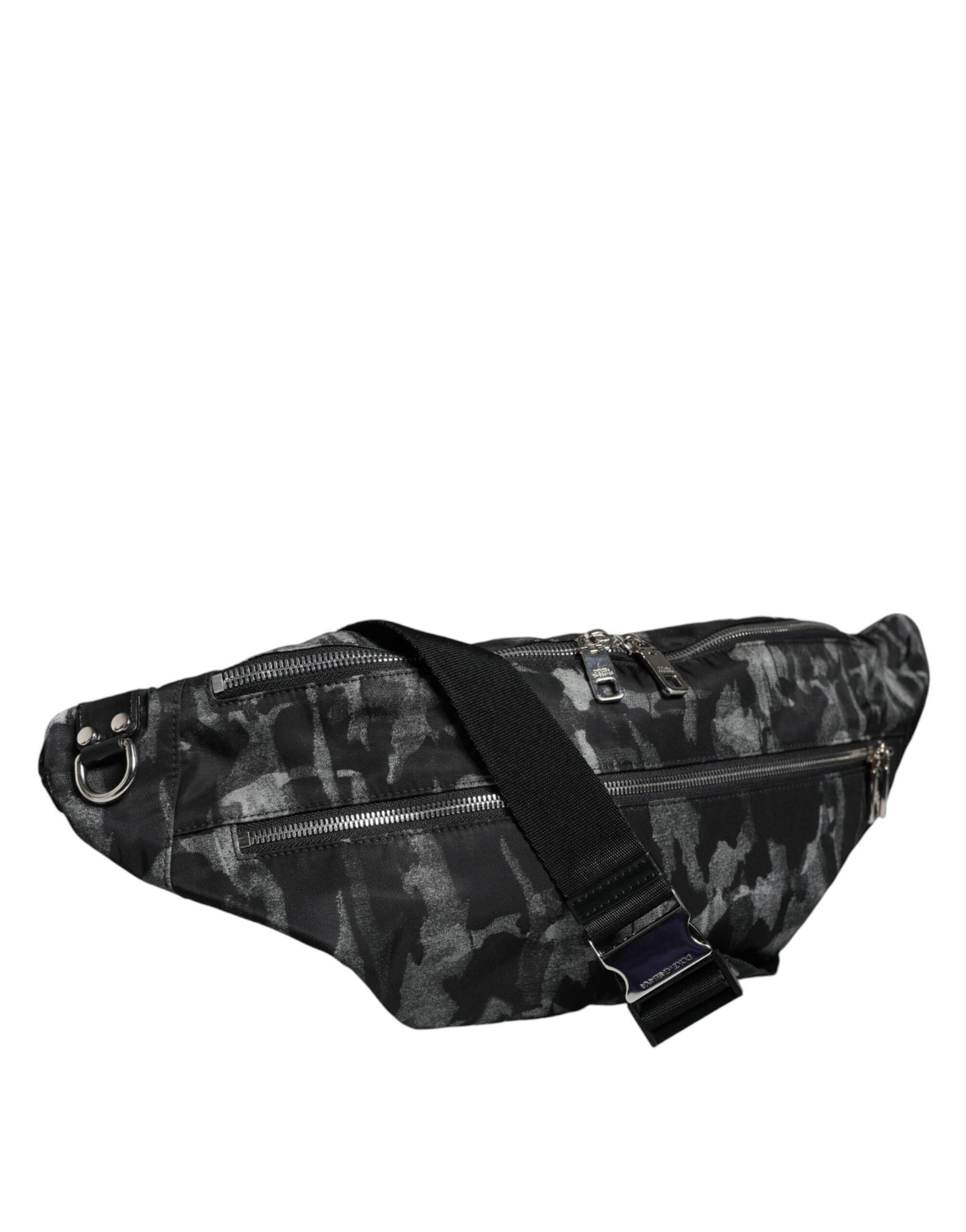 Dolce & Gabbana Black Leopard Fabric Belt Waist Fanny Pack Bag - Hilstor