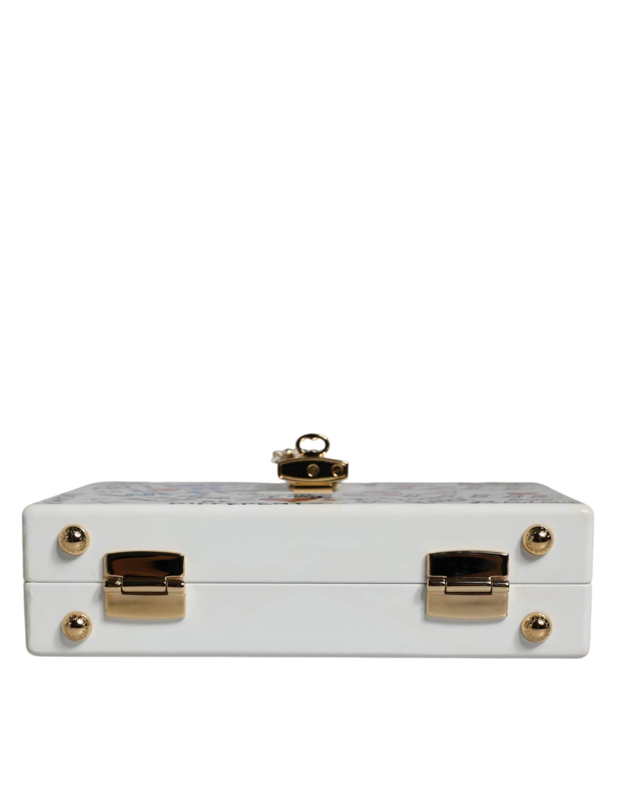 Dolce & Gabbana White Graffiti Print Clutch Crossbody Bag - Hilstor