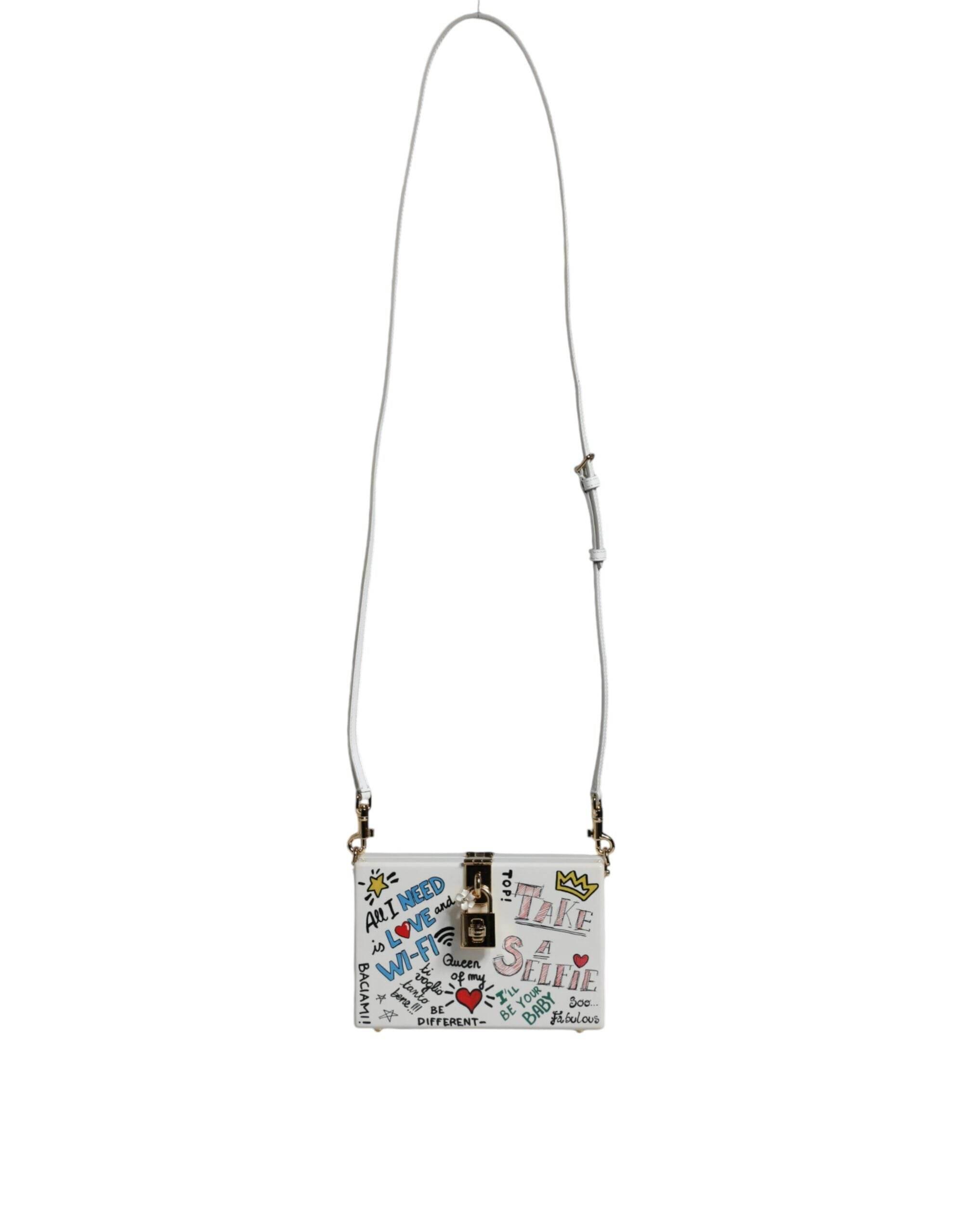 Dolce & Gabbana White Graffiti Print Clutch Crossbody Bag - Hilstor