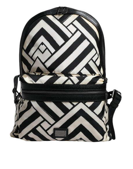 Dolce & Gabbana Black White Nylon Leather Travel Back Pack Bag - Hilstor