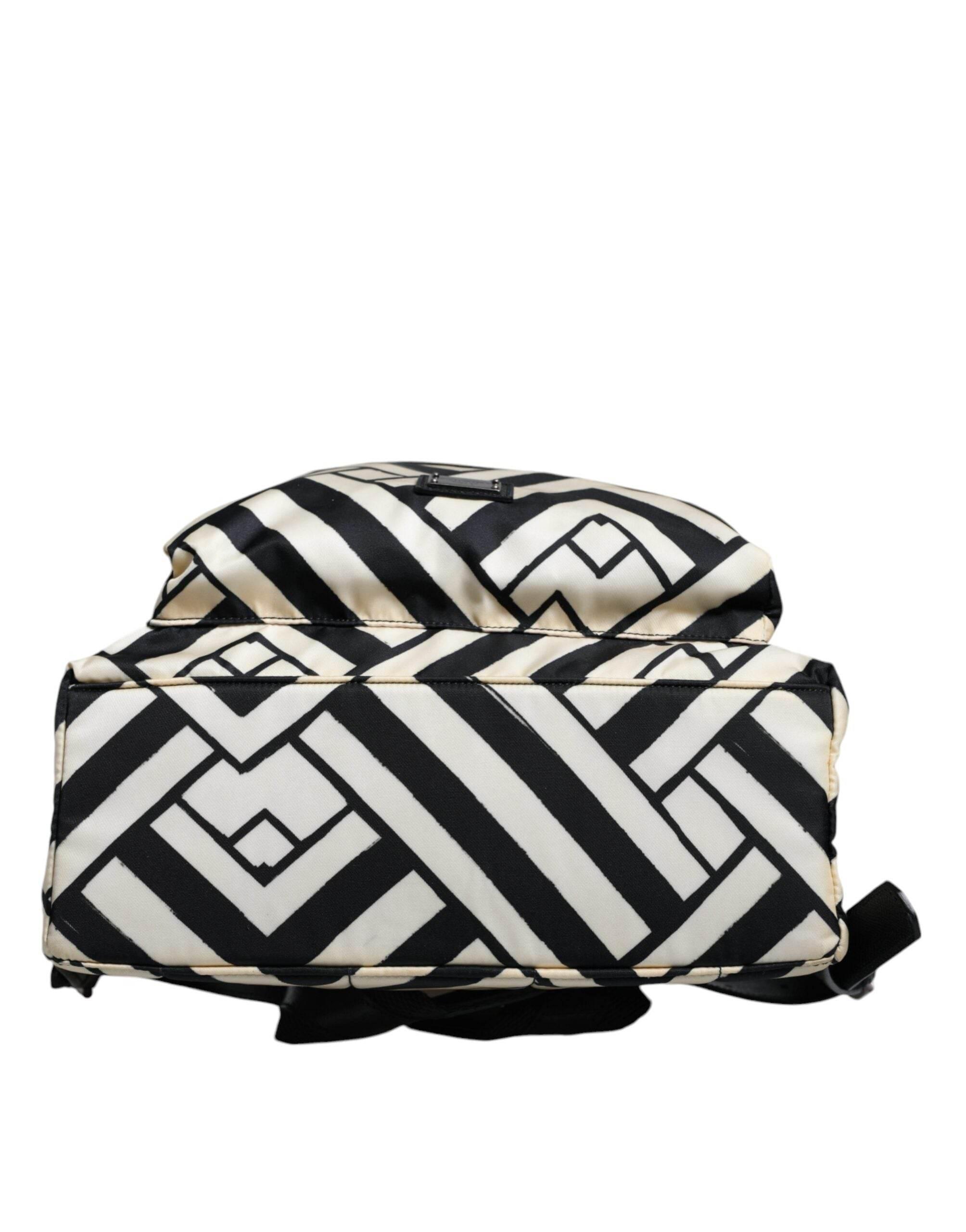 Dolce & Gabbana Black White Nylon Leather Travel Back Pack Bag - Hilstor