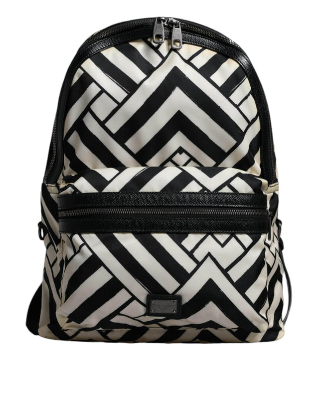Dolce & Gabbana Black White Nylon Leather Travel Back Pack Bag - Hilstor