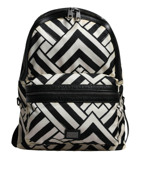 Dolce & Gabbana Black White Nylon Leather Travel Back Pack Bag - Hilstor