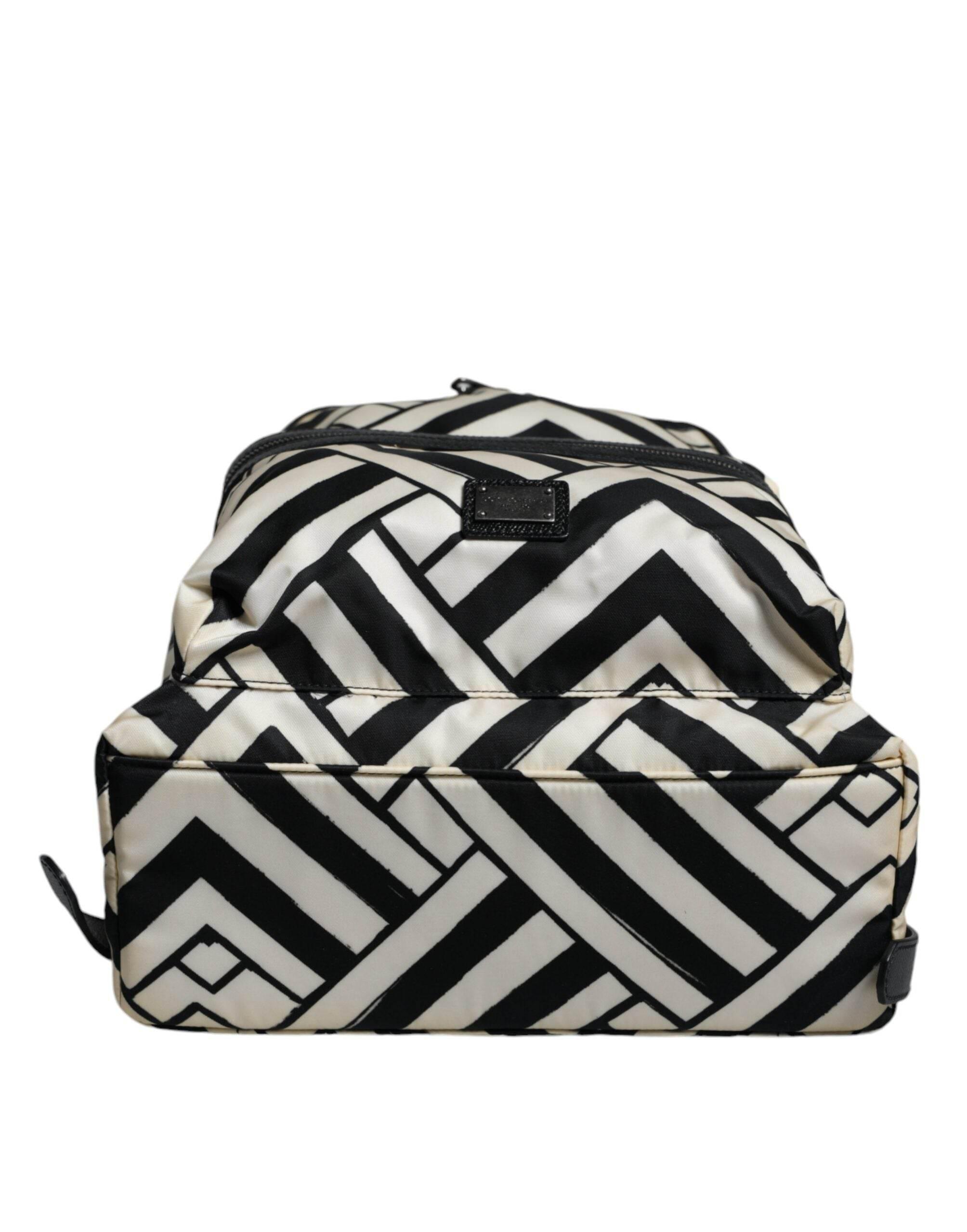 Dolce & Gabbana Black White Nylon Leather Travel Back Pack Bag - Hilstor