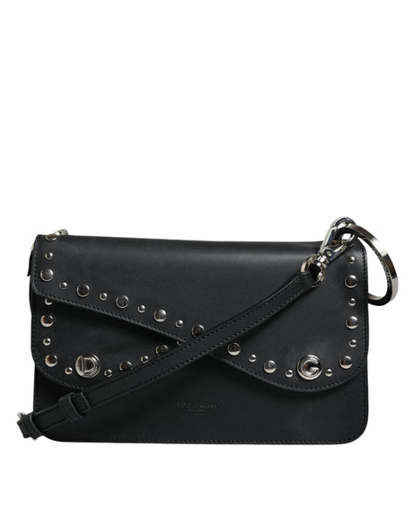 Dolce & Gabbana Black Small Leather Studded Shoulder Crossbody Bag - Hilstor