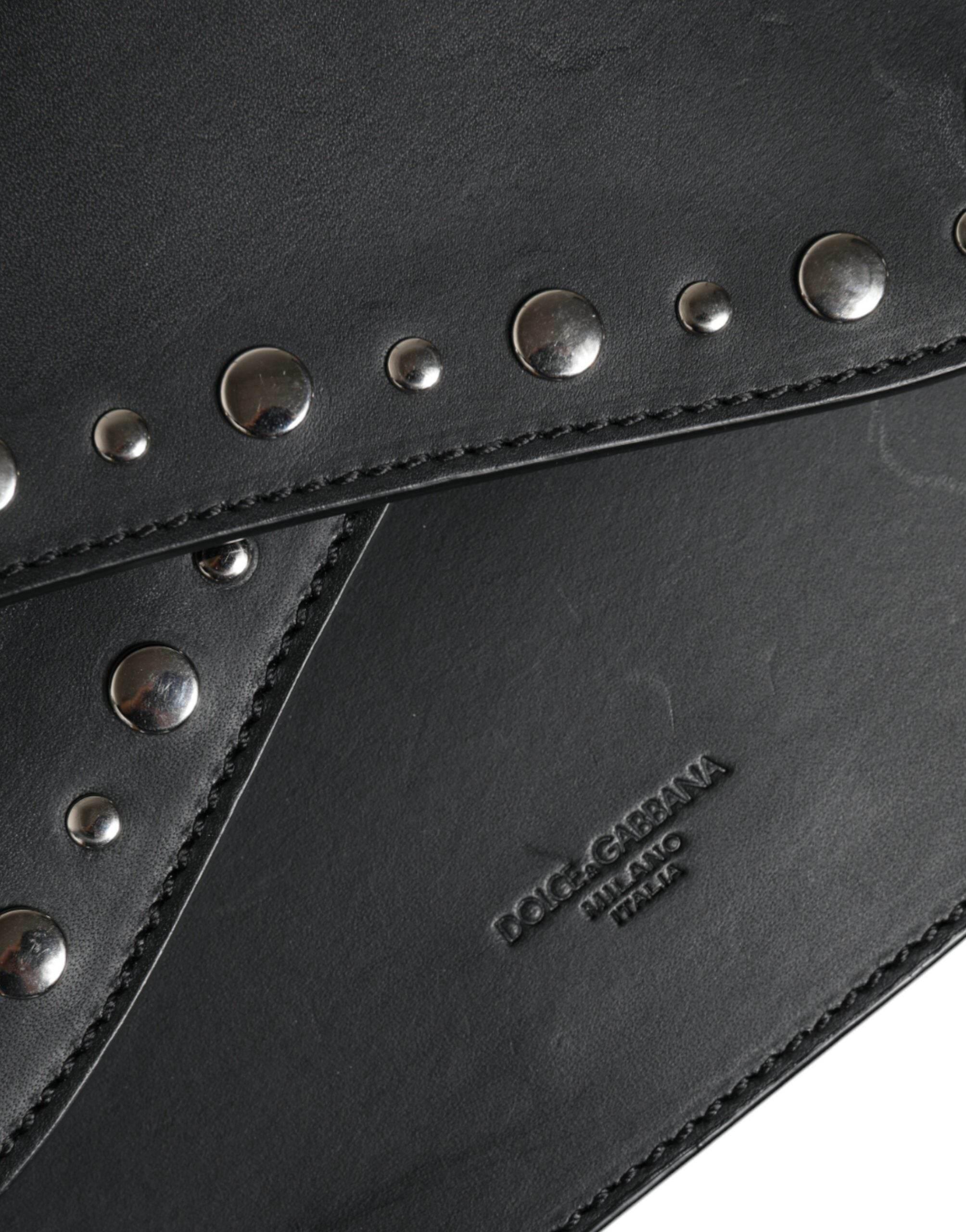 Dolce & Gabbana Black Small Leather Studded Shoulder Crossbody Bag - Hilstor