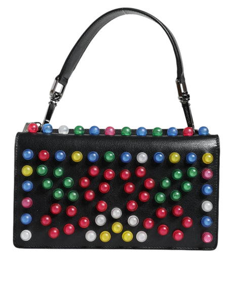 Dolce & Gabbana Black Leather Lighted Top Handle Handbag Bag - Hilstor