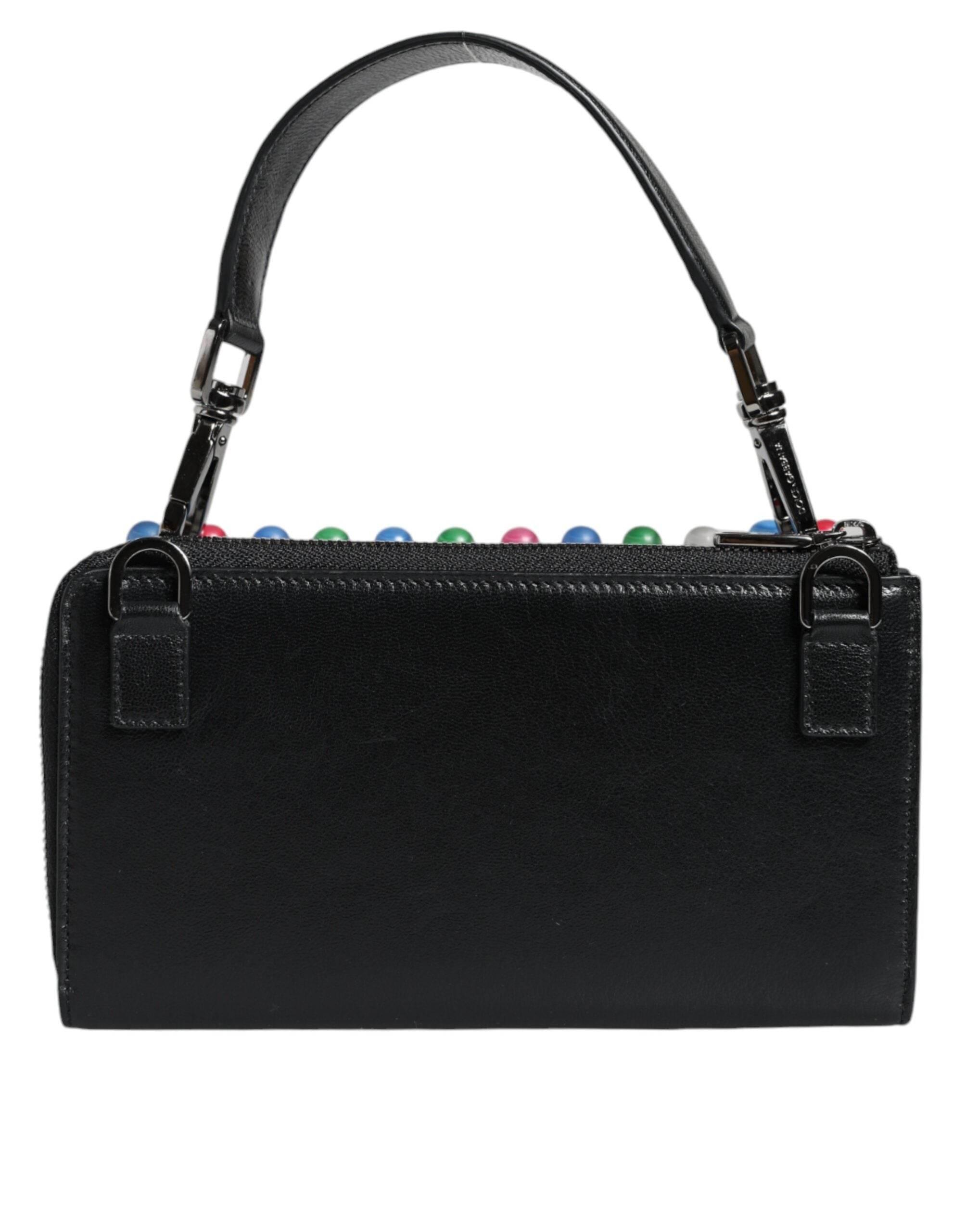Dolce & Gabbana Black Leather Lighted Top Handle Handbag Bag - Hilstor