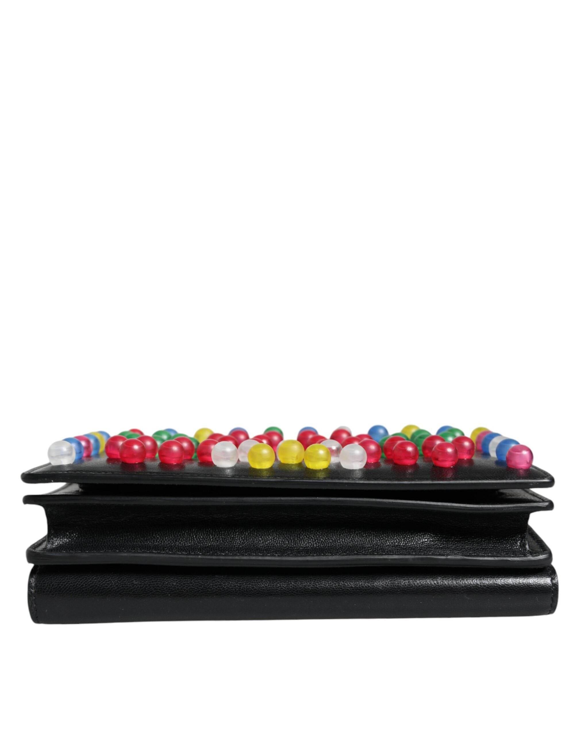 Dolce & Gabbana Black Leather Lighted Top Handle Handbag Bag - Hilstor
