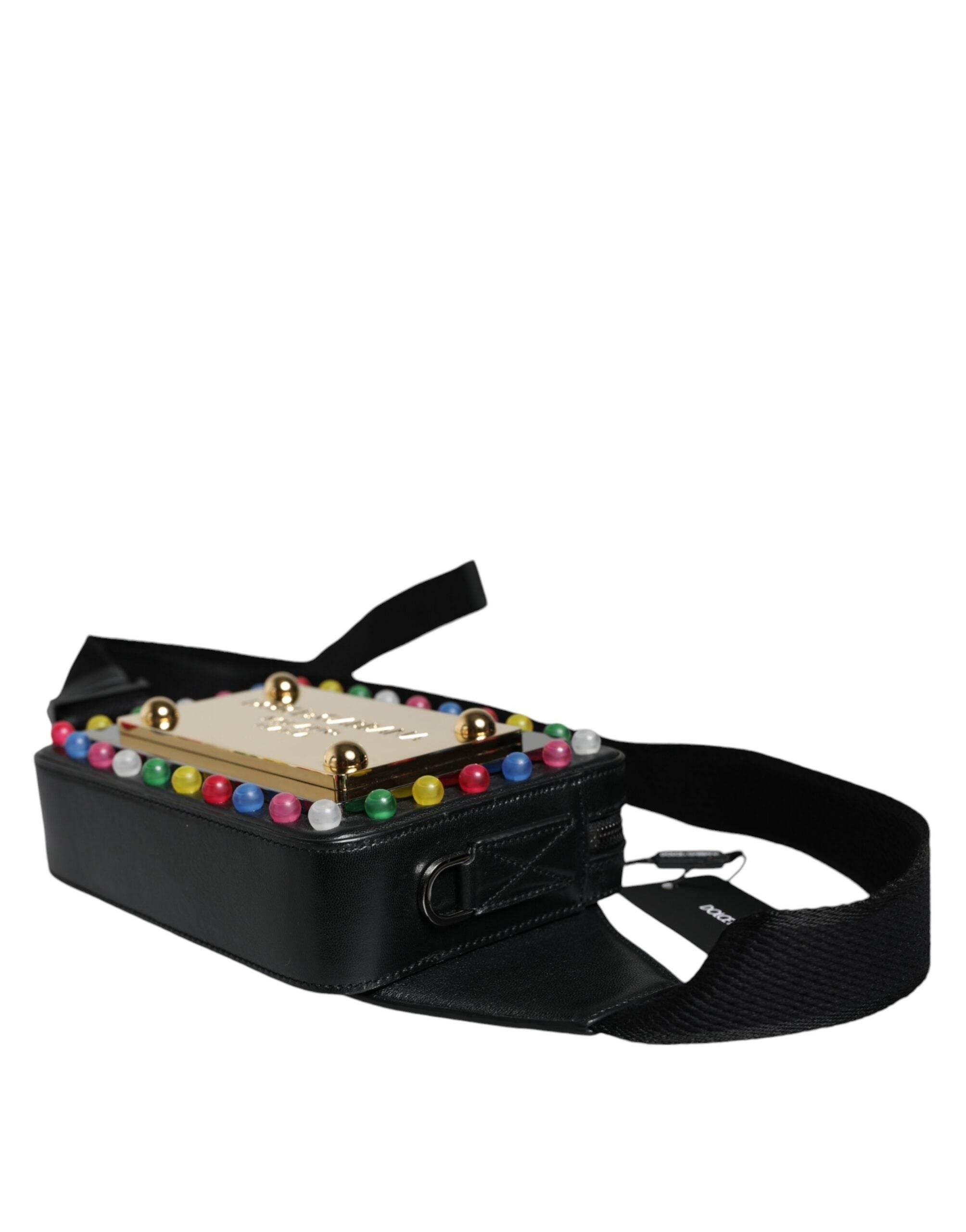 Dolce & Gabbana Black Leather LED Logo Belt Waist Fanny Pack Bag - Hilstor