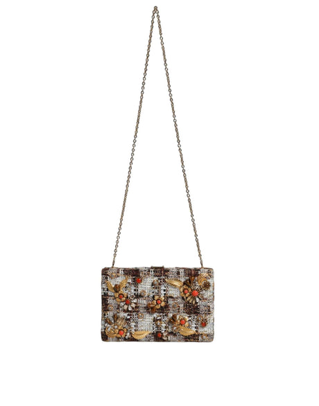 Dolce & Gabbana Multicolor Tweed Floral Clutch Crossbody Bag - Hilstor
