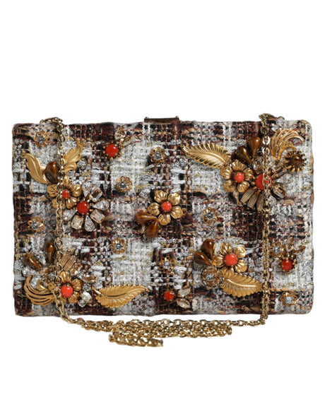 Dolce & Gabbana Multicolor Tweed Floral Clutch Crossbody Bag - Hilstor