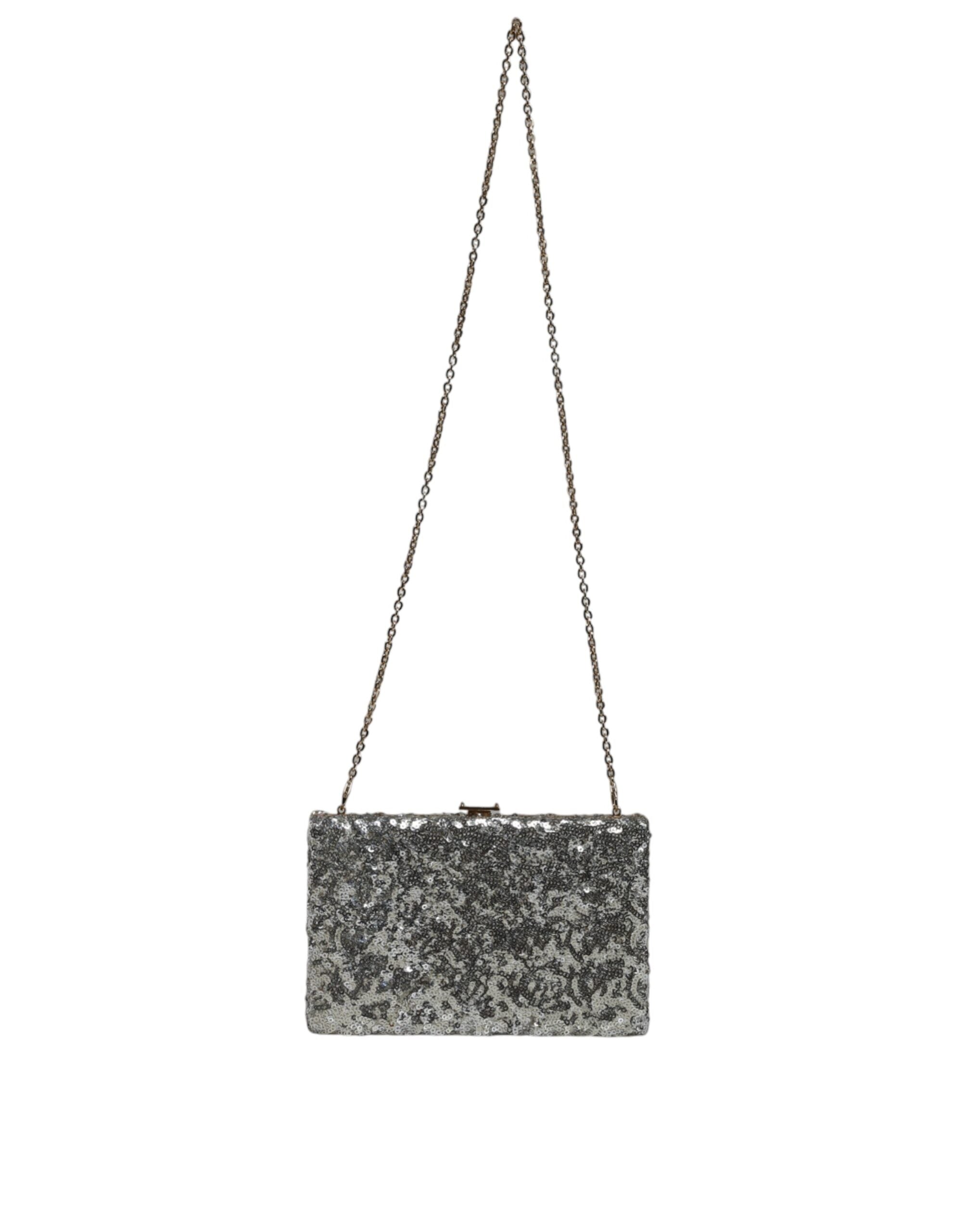Dolce &amp; Gabbana sølvpailletter clutch aften crossbody taske