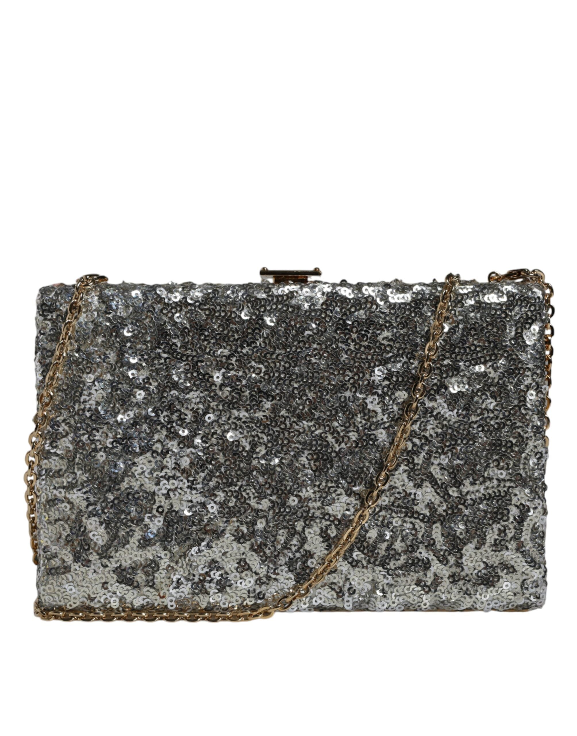 Dolce &amp; Gabbana sølvpailletter clutch aften crossbody taske