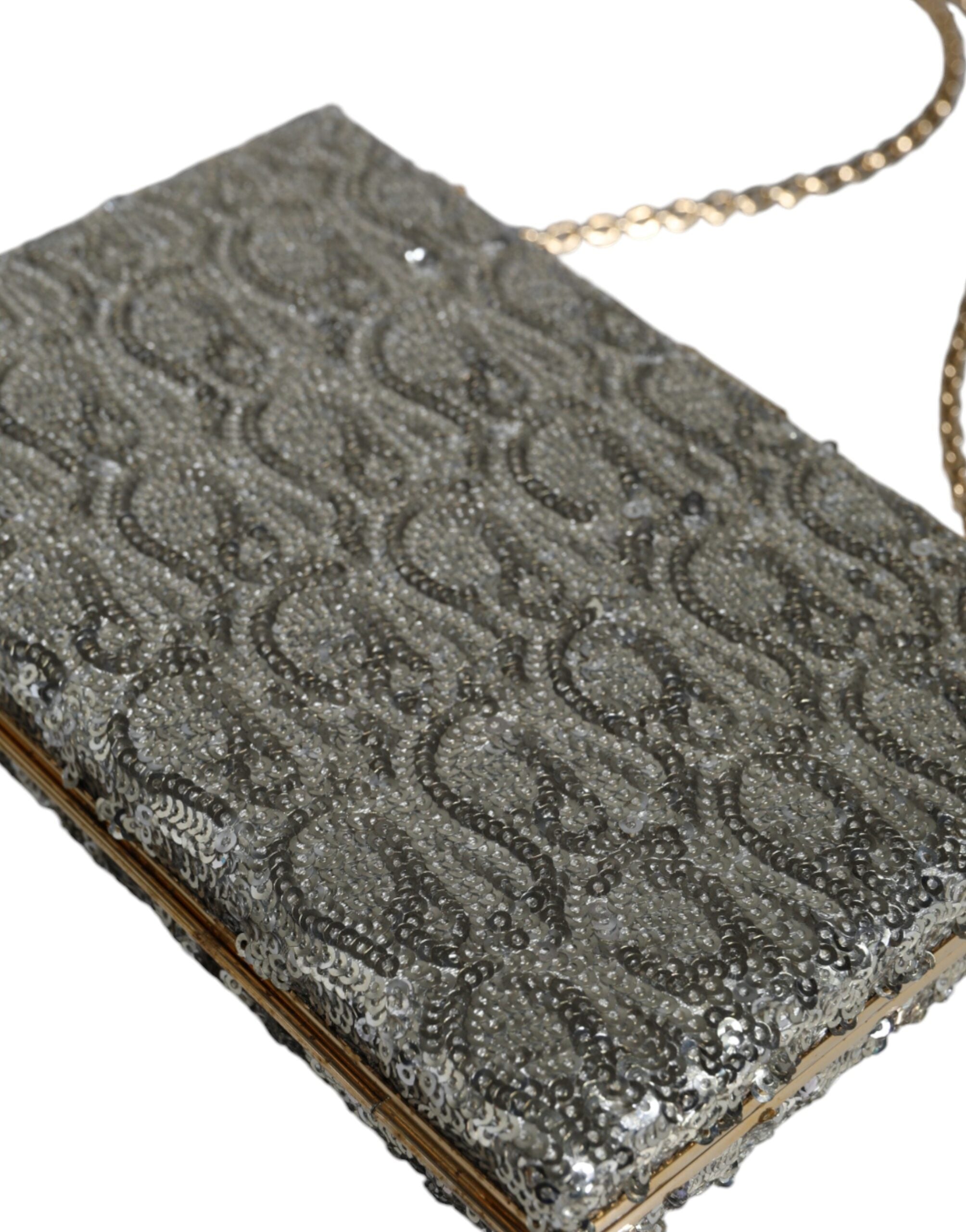 Dolce &amp; Gabbana sølvpailletter clutch aften crossbody taske