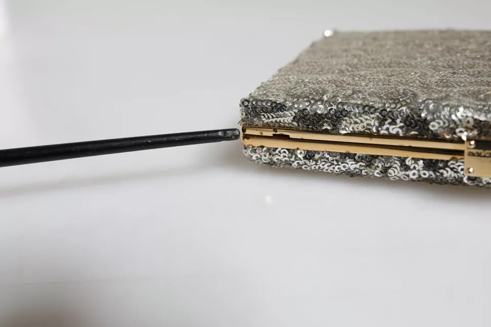 Dolce &amp; Gabbana sølvpailletter clutch aften crossbody taske