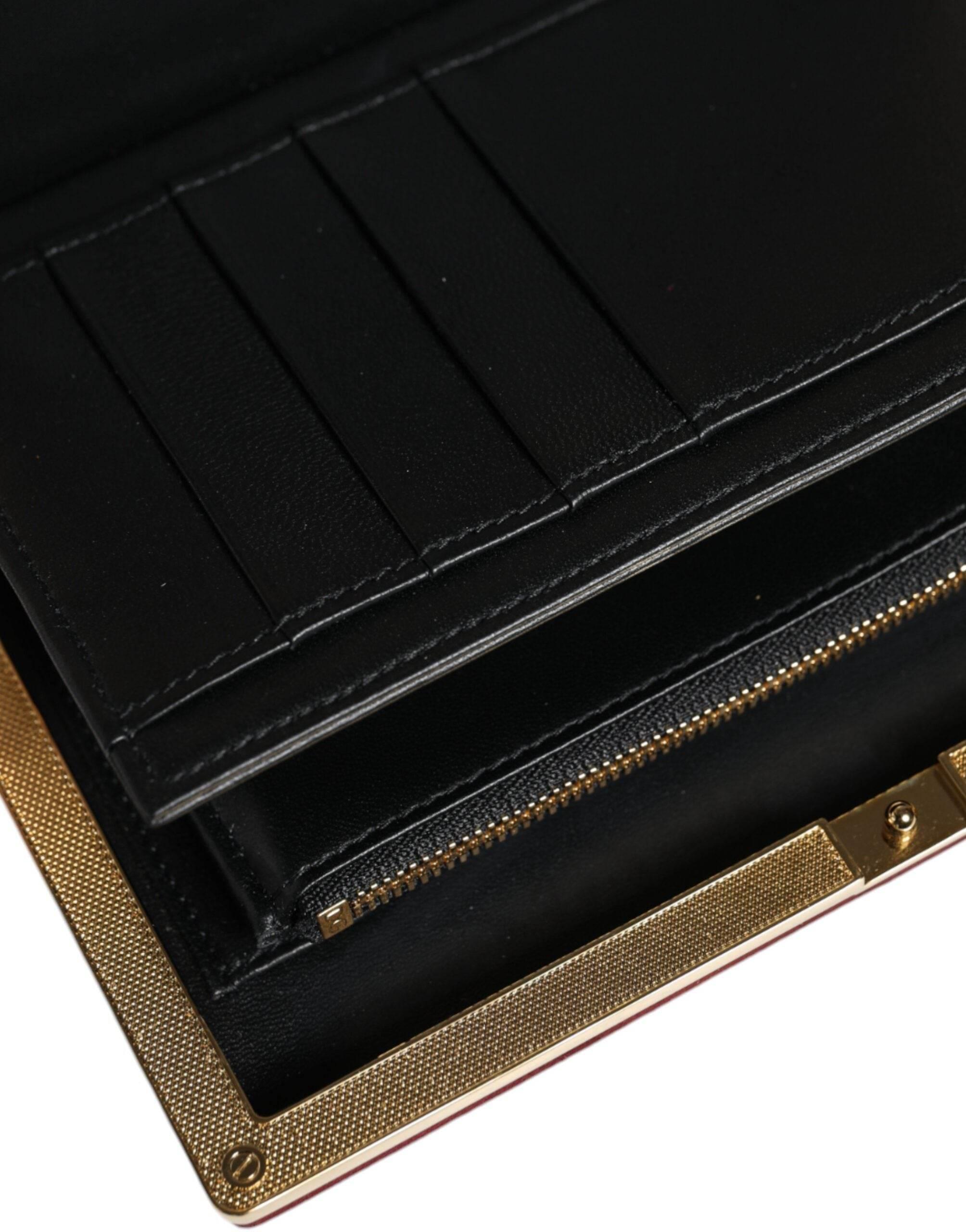 Dolce & Gabbana Bordeaux Velvet Gold Frame Clutch Evening Bag - Hilstor