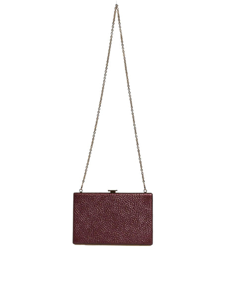 Dolce & Gabbana Maroon Leather Clutch Evening Crossbody Bag - Hilstor