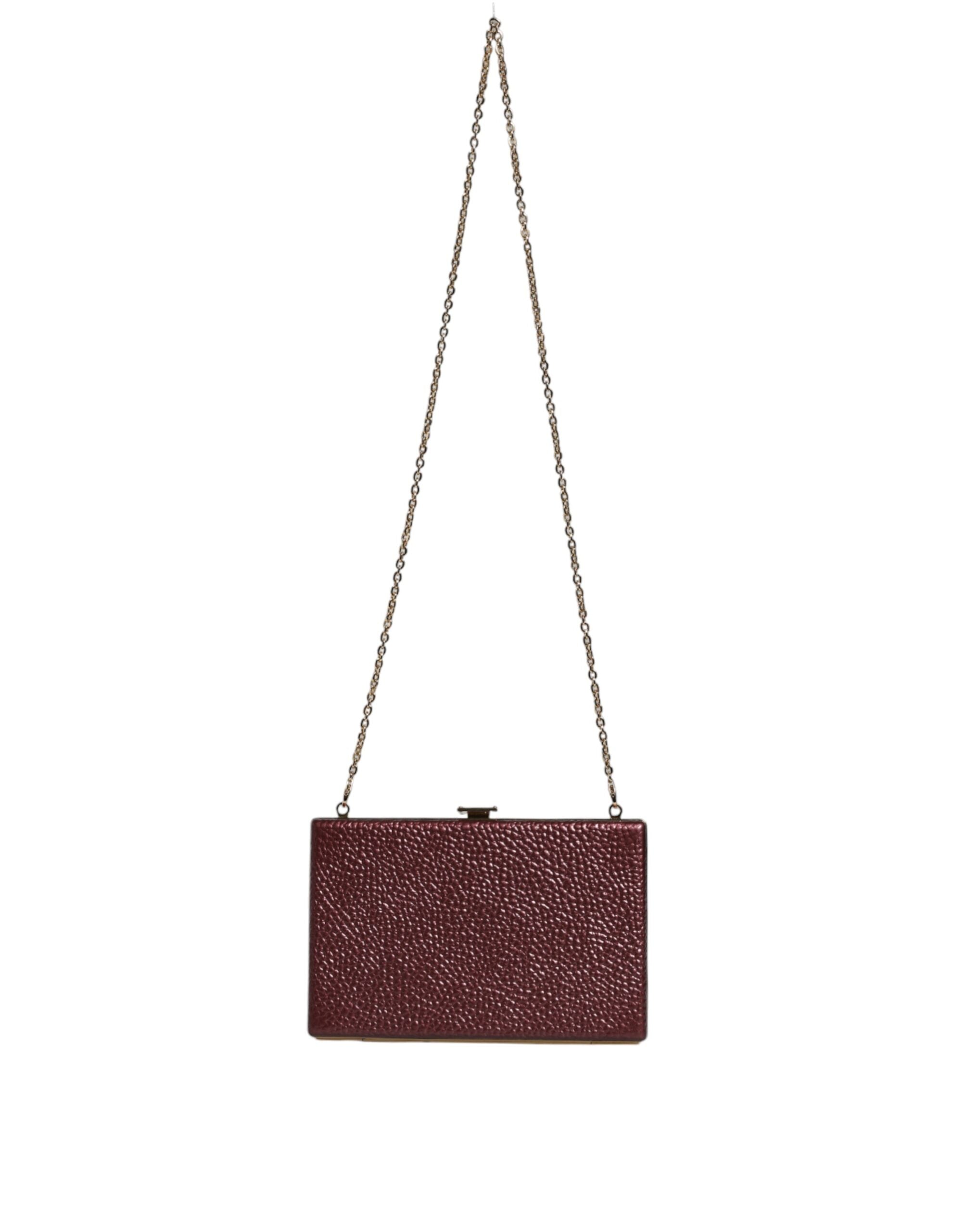Dolce &amp; Gabbana Maroon Læder Clutch Evening Crossbody taske