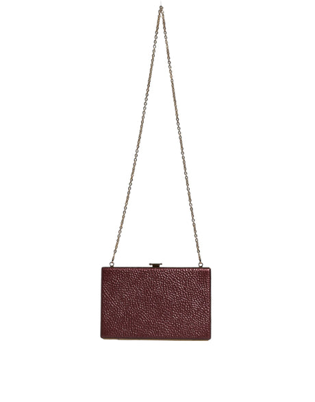 Dolce &amp; Gabbana Maroon Læder Clutch Evening Crossbody taske