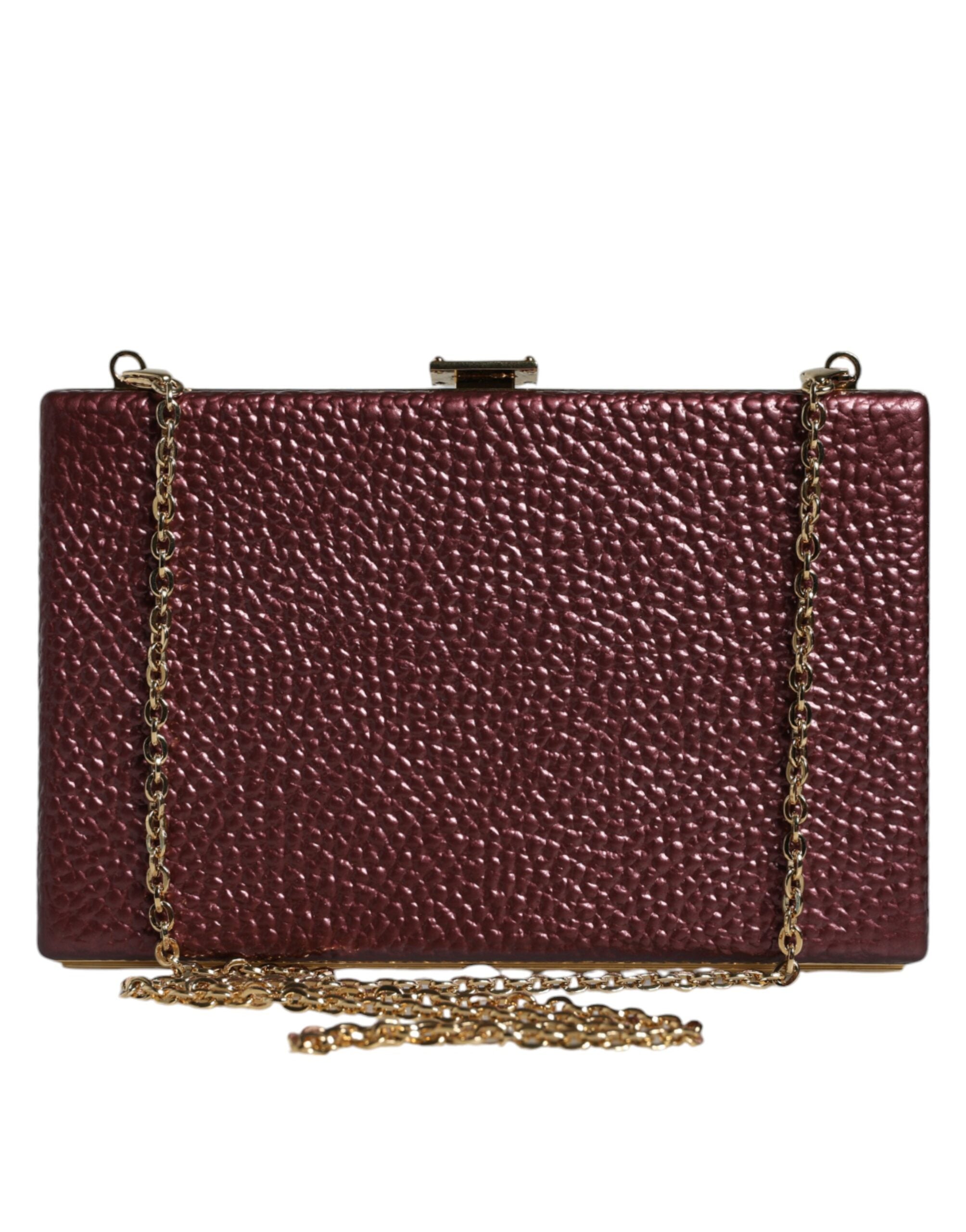 Dolce &amp; Gabbana Maroon Læder Clutch Evening Crossbody taske