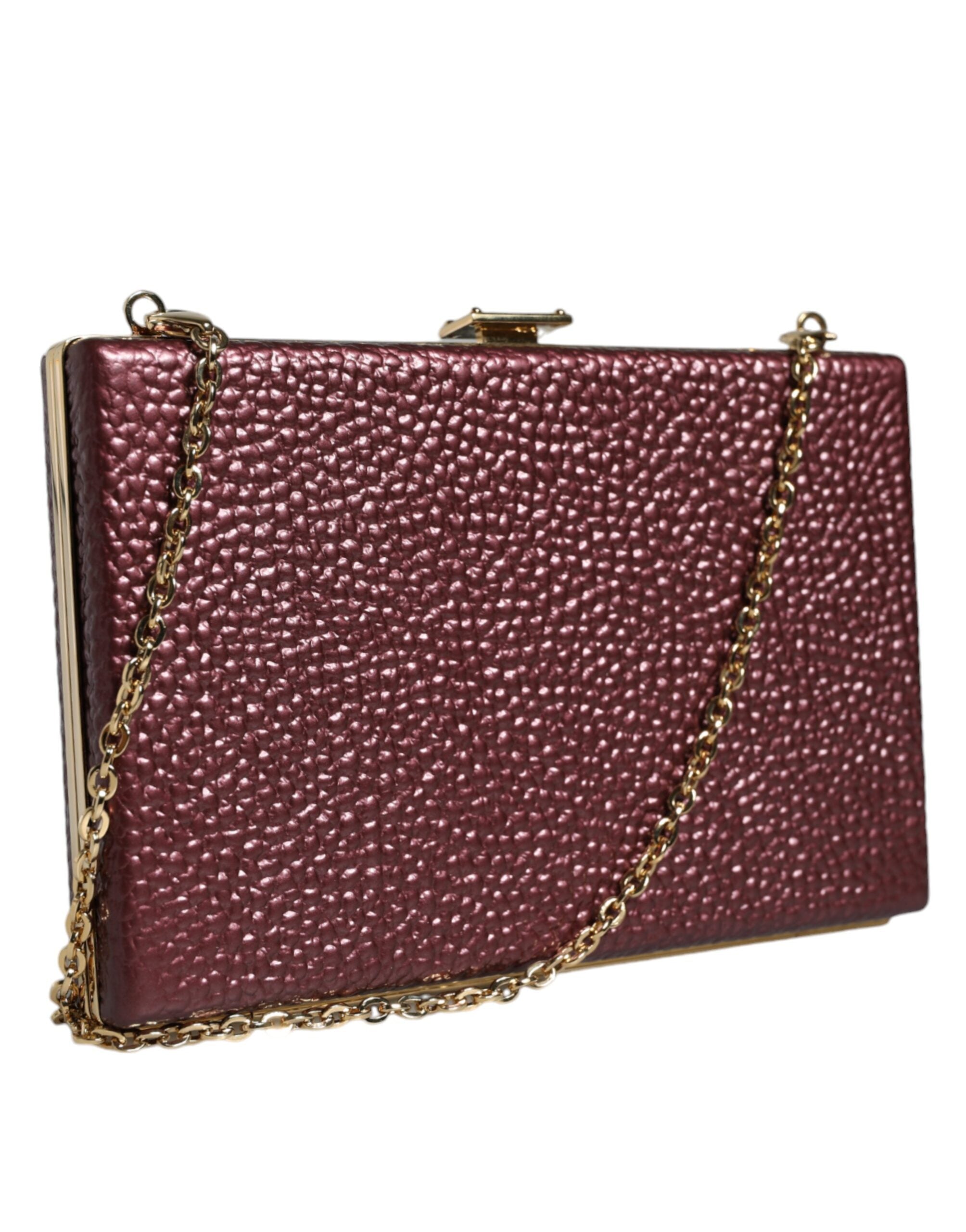 Dolce &amp; Gabbana Maroon Læder Clutch Evening Crossbody taske