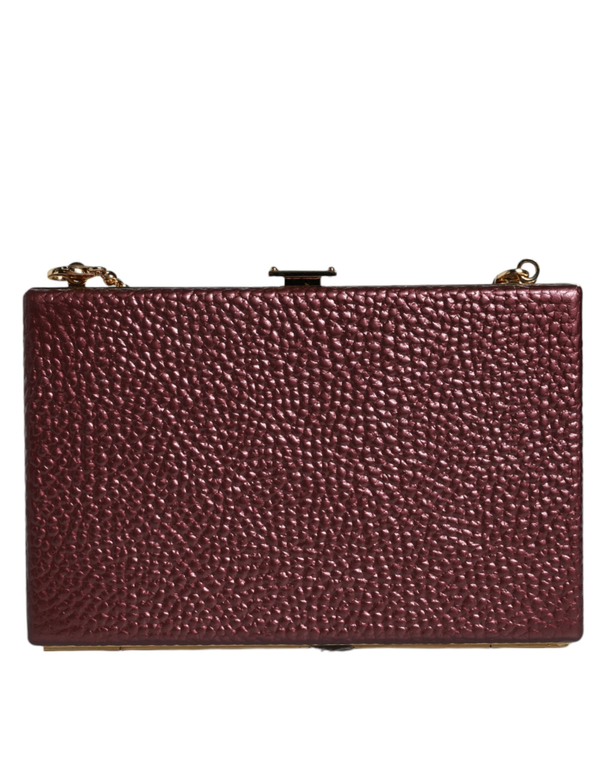 Dolce &amp; Gabbana Maroon Læder Clutch Evening Crossbody taske
