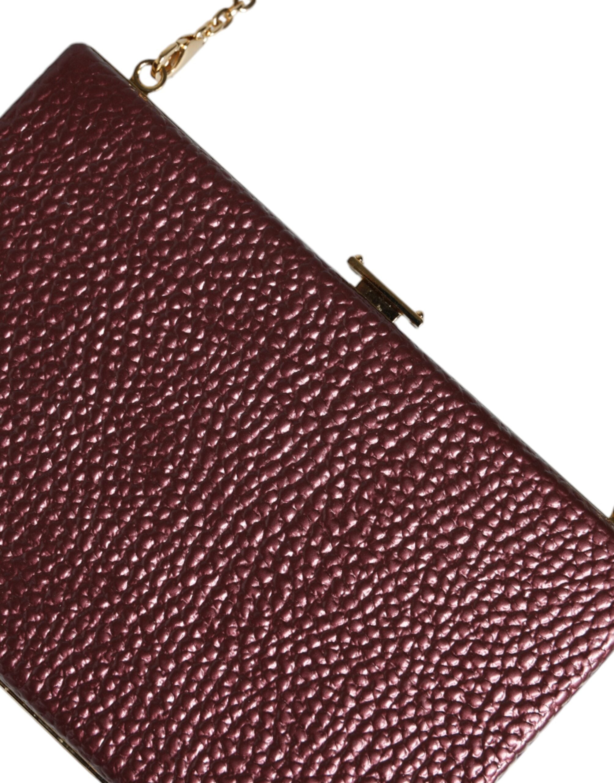 Dolce &amp; Gabbana Maroon Læder Clutch Evening Crossbody taske