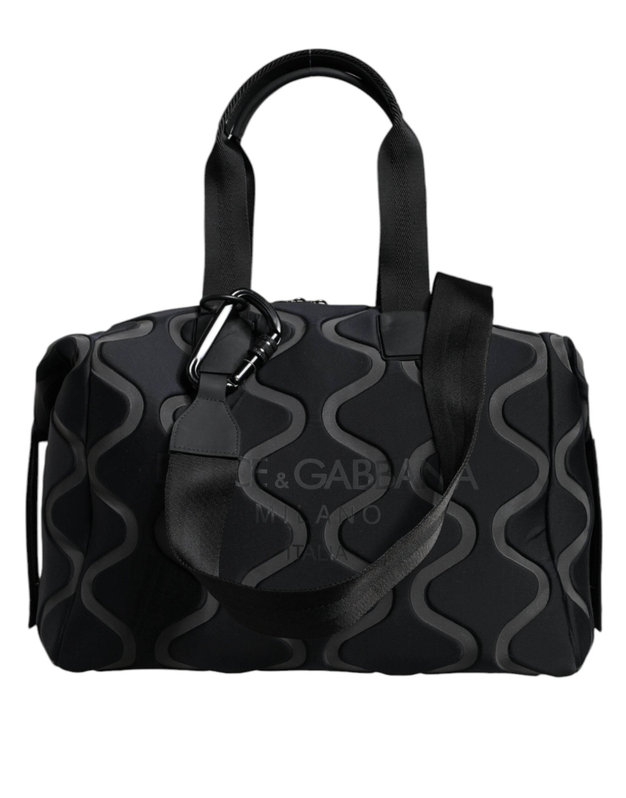 Dolce & Gabbana Black Neoprene Logo Sport Gym Duffel Shoulder Bag - Hilstor