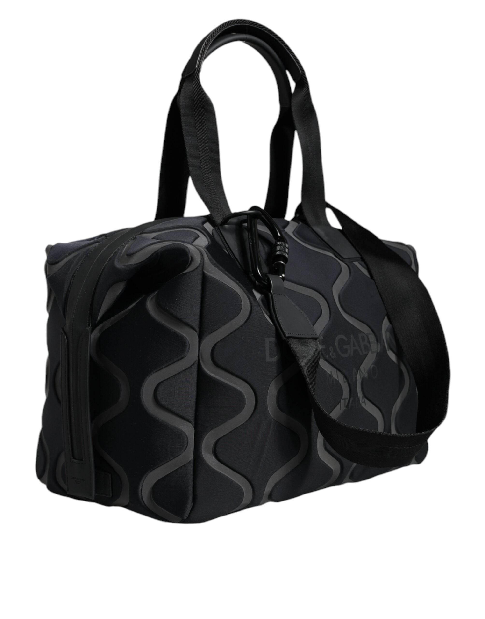 Dolce & Gabbana Black Neoprene Logo Sport Gym Duffel Shoulder Bag - Hilstor