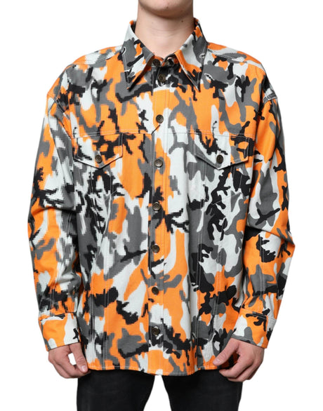 Dolce & Gabbana Multicolor Camouflage Cotton Denim Collared Jacket - Hilstor