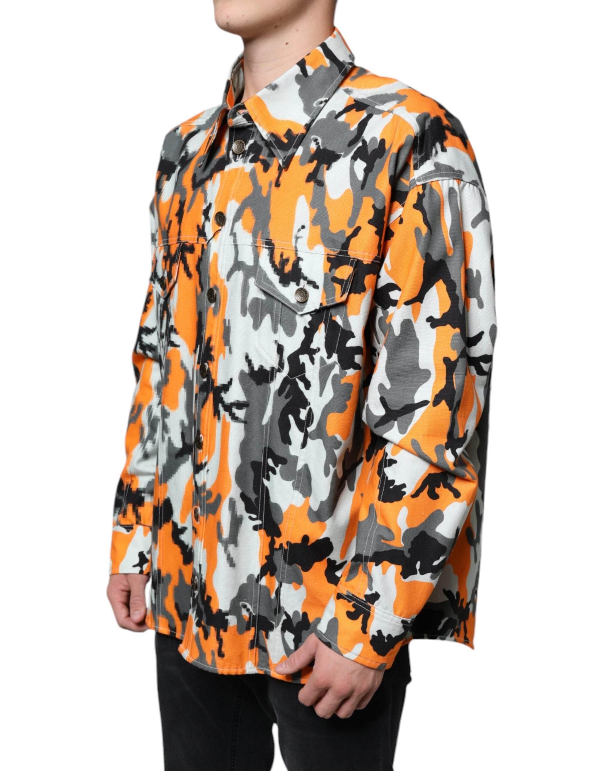 Dolce & Gabbana Multicolor Camouflage Cotton Denim Collared Jacket - Hilstor