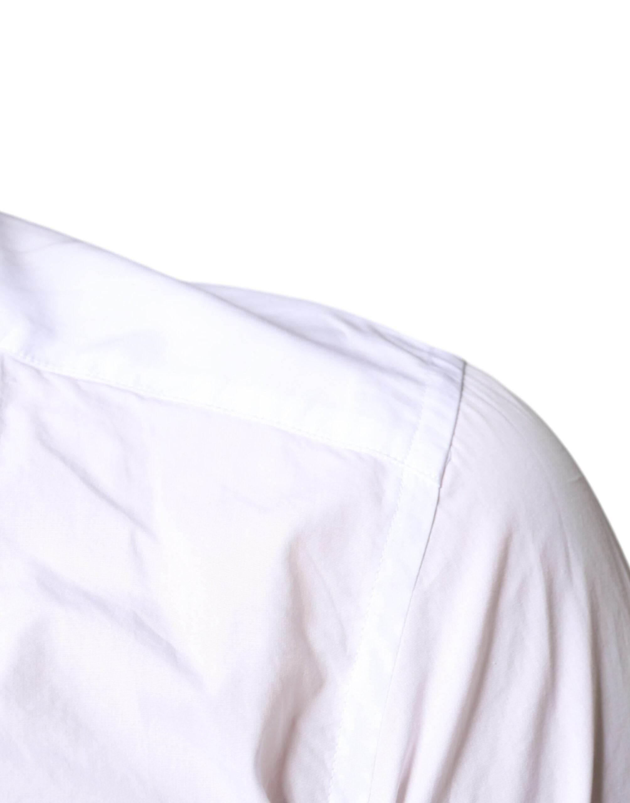 Dolce & Gabbana White Bib Cotton Poplin Formal Dress Shirt - Hilstor
