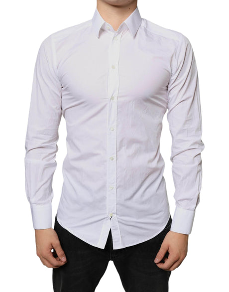 Dolce & Gabbana White Cotton Collared Men Formal Dress Shirt - Hilstor