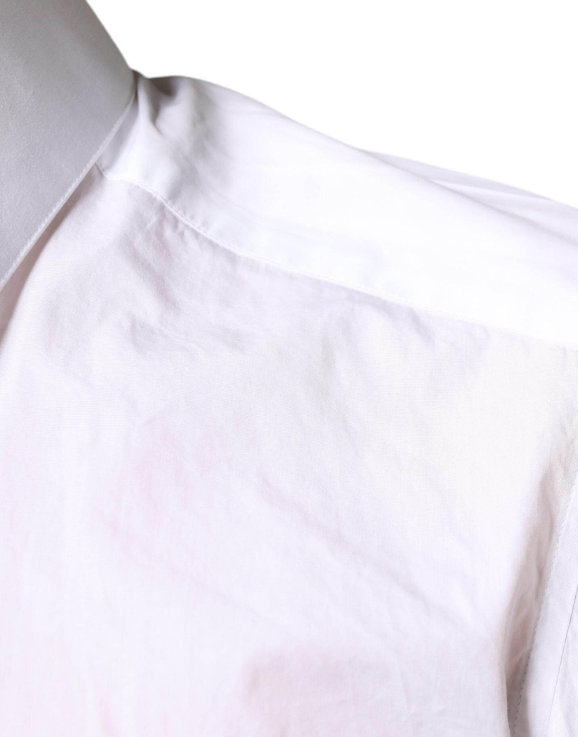 Dolce & Gabbana White Cotton Collared Men Formal Dress Shirt - Hilstor