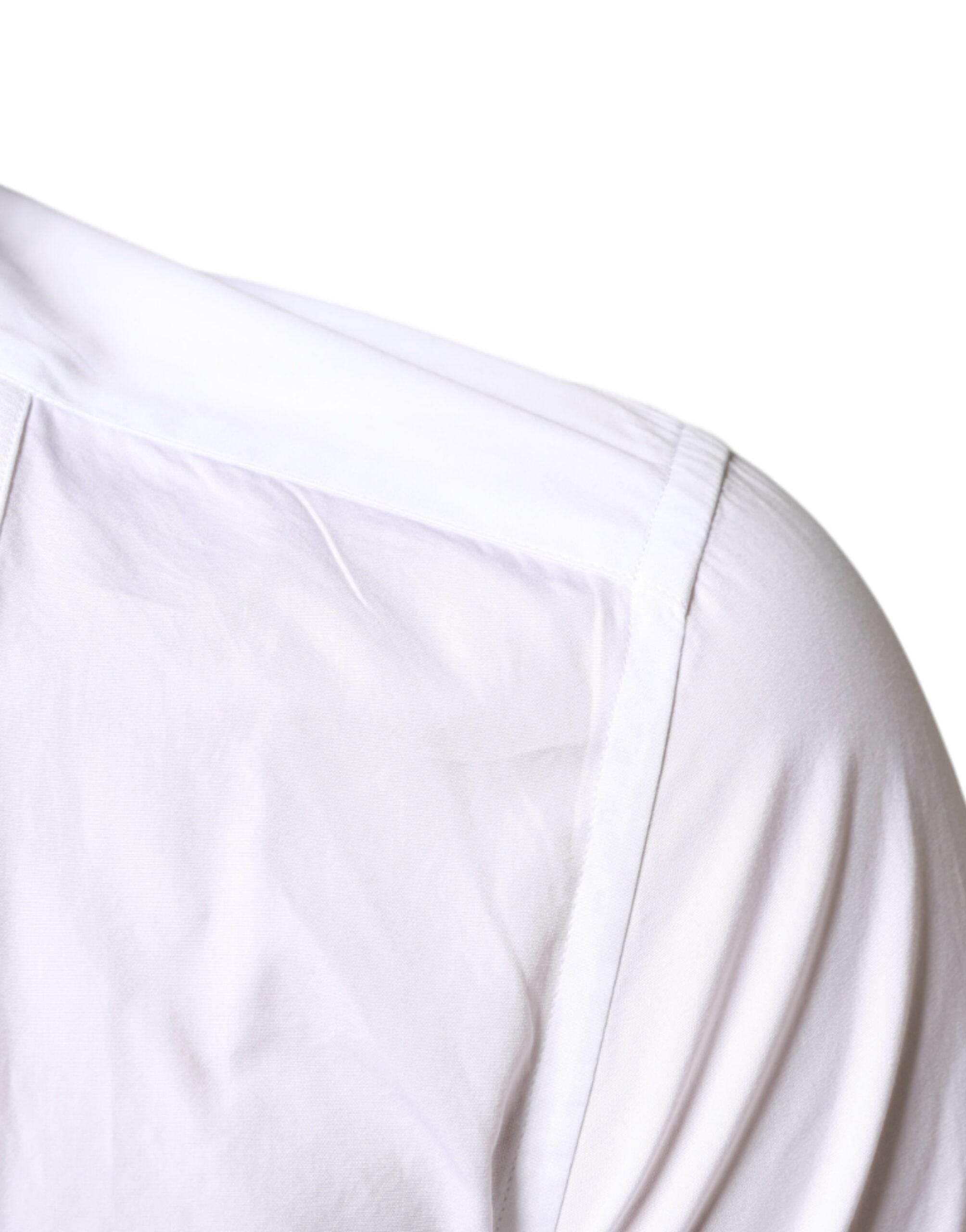 Dolce & Gabbana White Bib Cotton Poplin Formal Dress Shirt - Hilstor