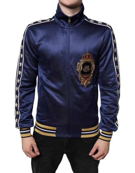 Dolce & Gabbana Blue Heraldic Patch Stripe King Bee Sweater - Hilstor