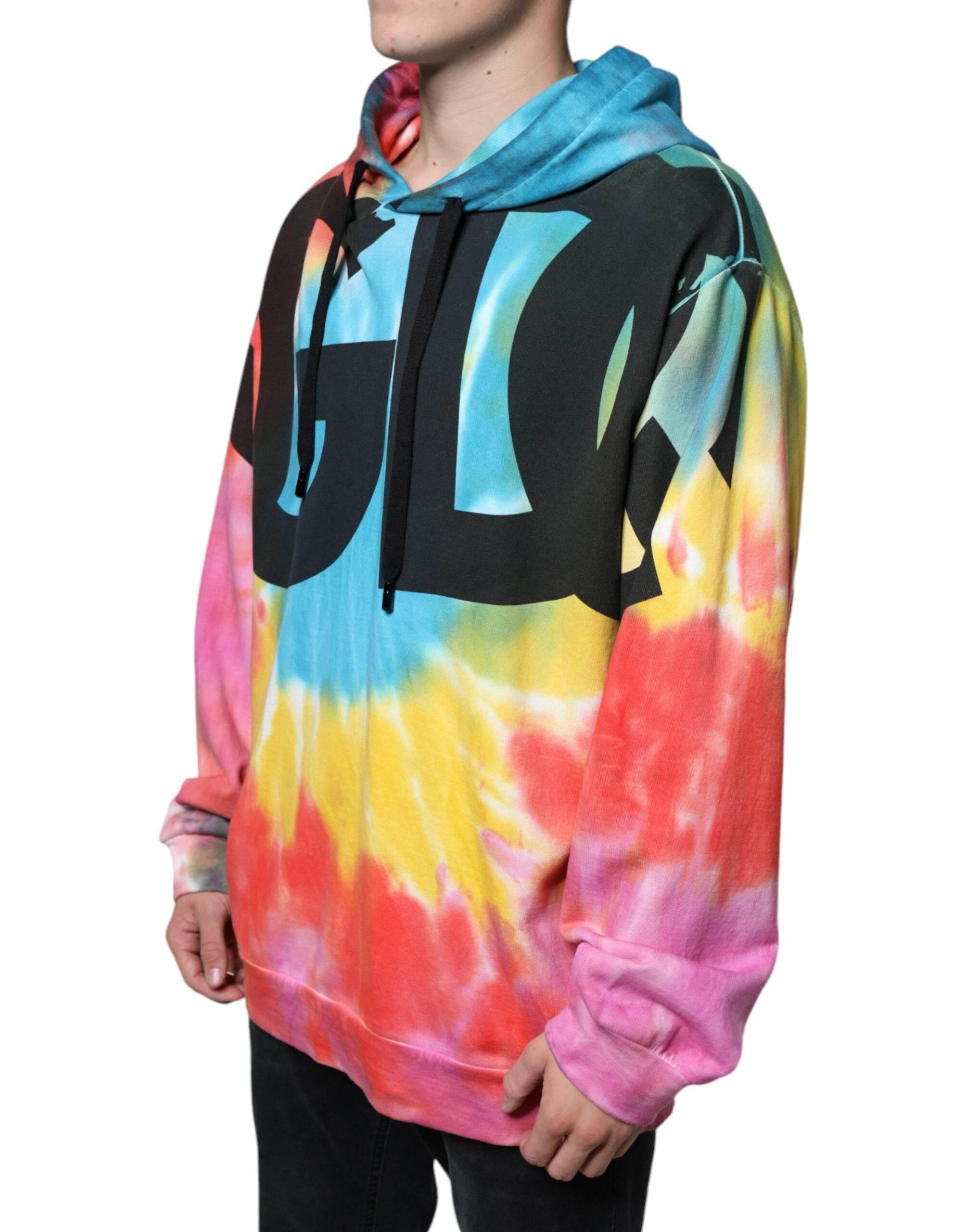Dolce & Gabbana Multicolor Tie Dye Hooded Sweatshirt Sweater - Hilstor
