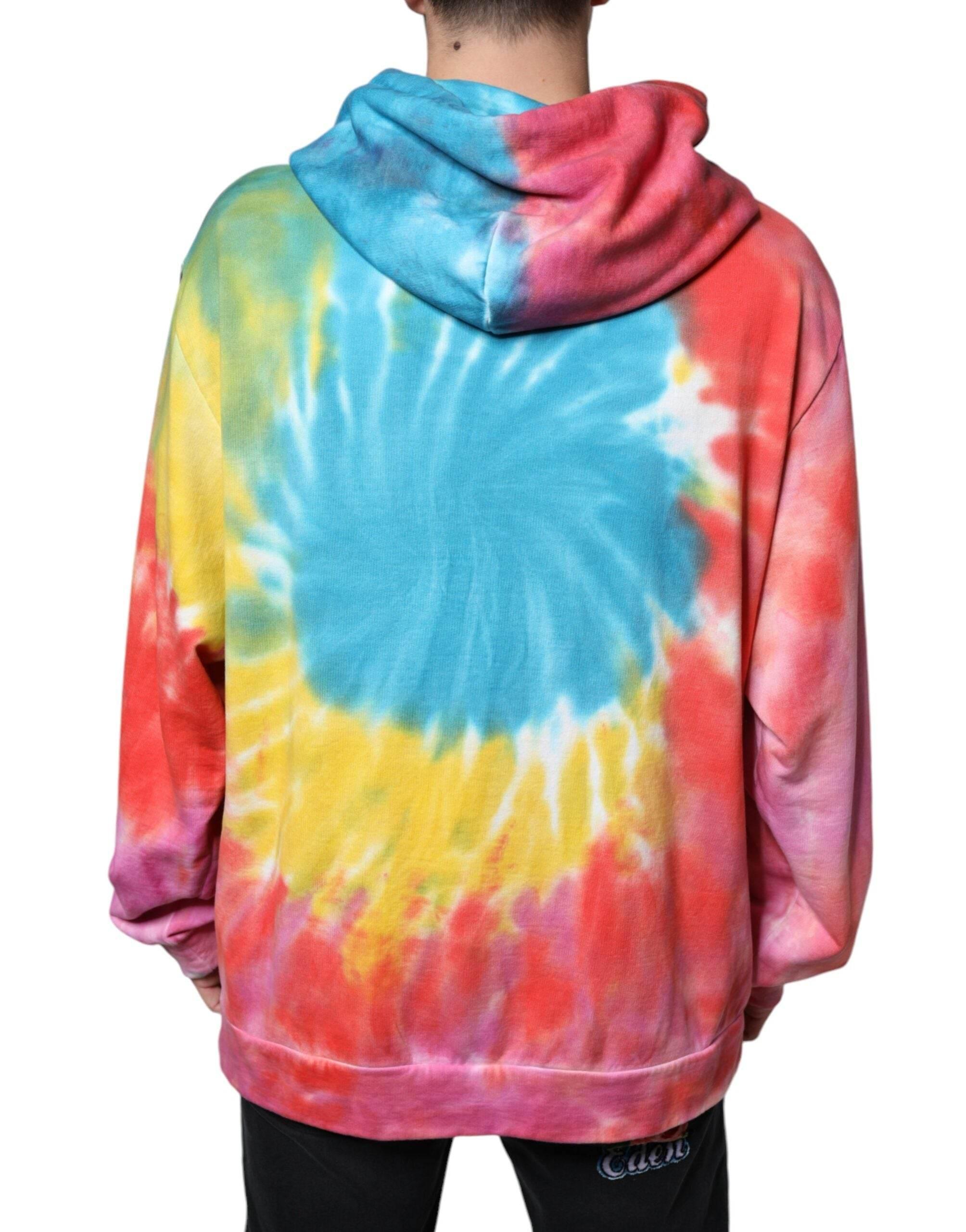 Dolce & Gabbana Multicolor Tie Dye Hooded Sweatshirt Sweater - Hilstor